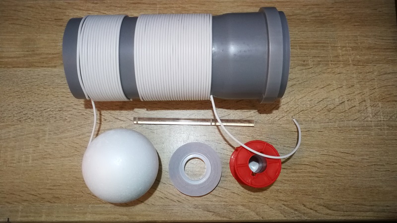 Benötigtes Material für das Variometer, als Achse kein Metall verwenden!