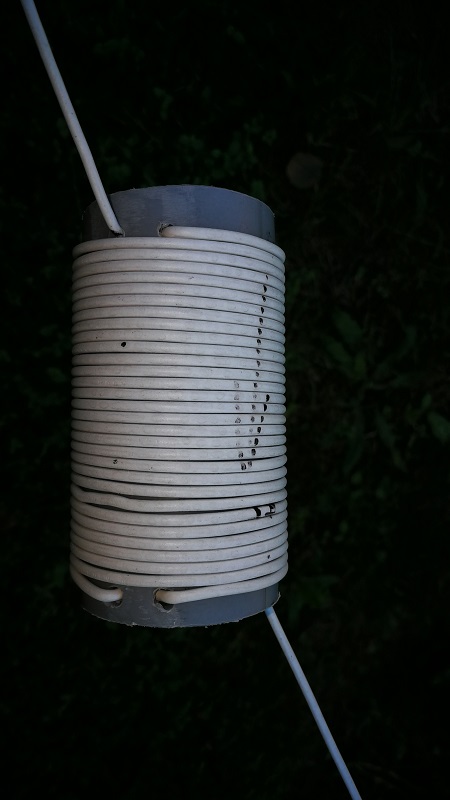 Verlängerungsspule auf 50mm HTU-Rohr mit 30Wdg. 1.0mm² CU-Litze